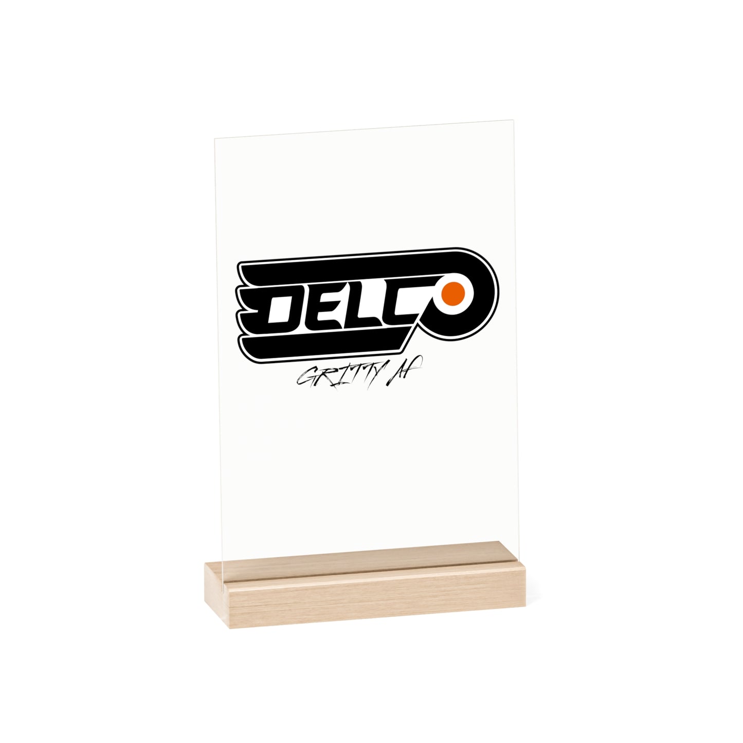 Acrylic Sign with Wooden Stand