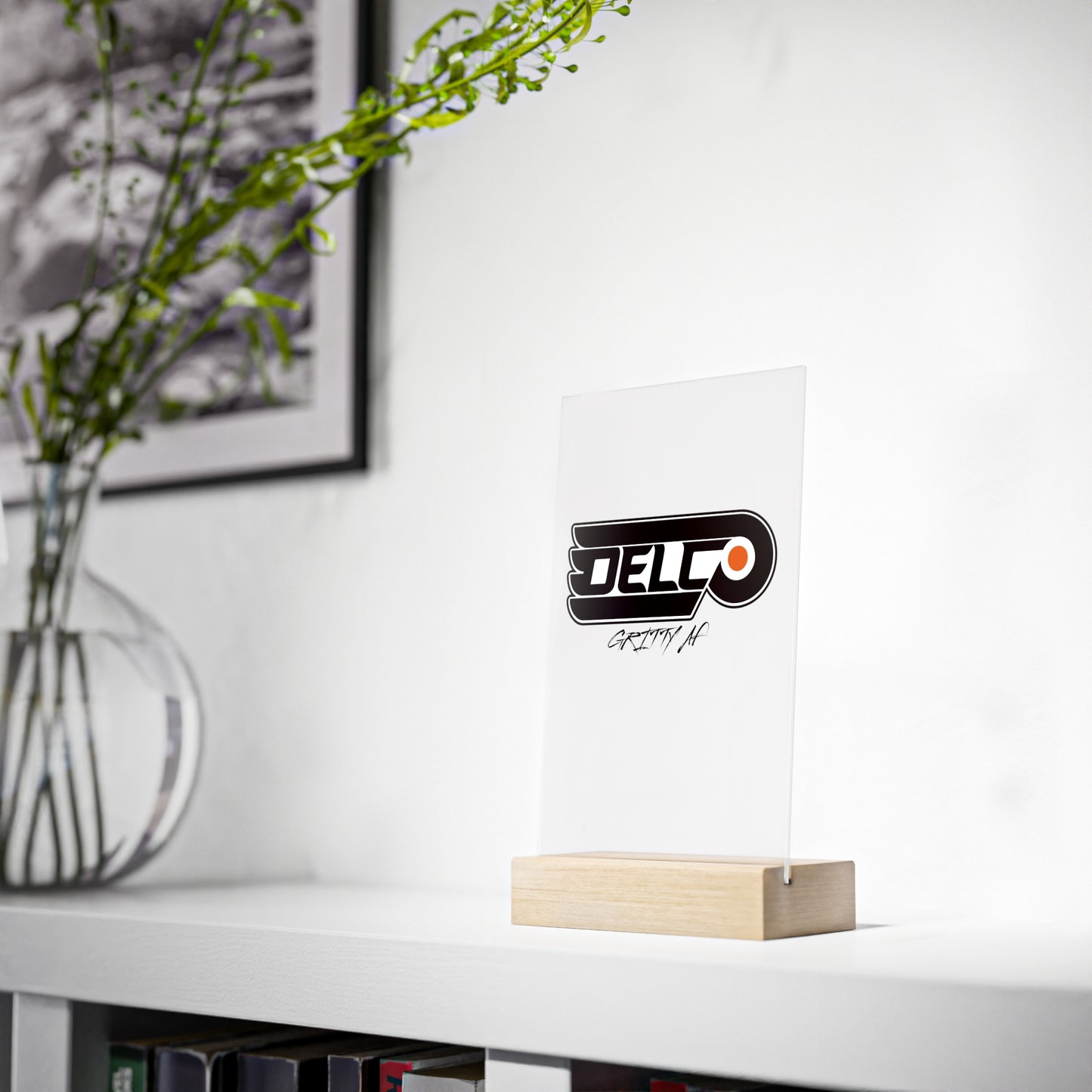 Acrylic Sign with Wooden Stand