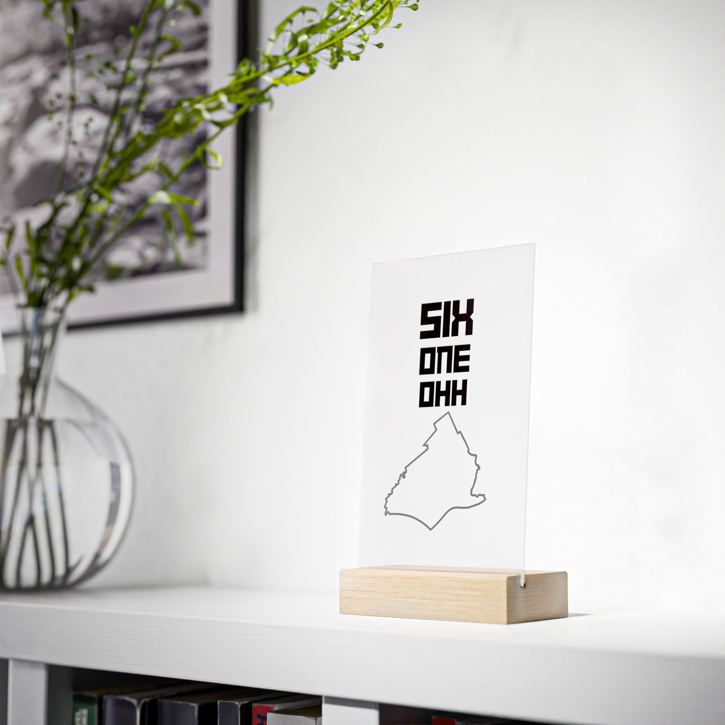 Acrylic Sign with Wooden Stand
