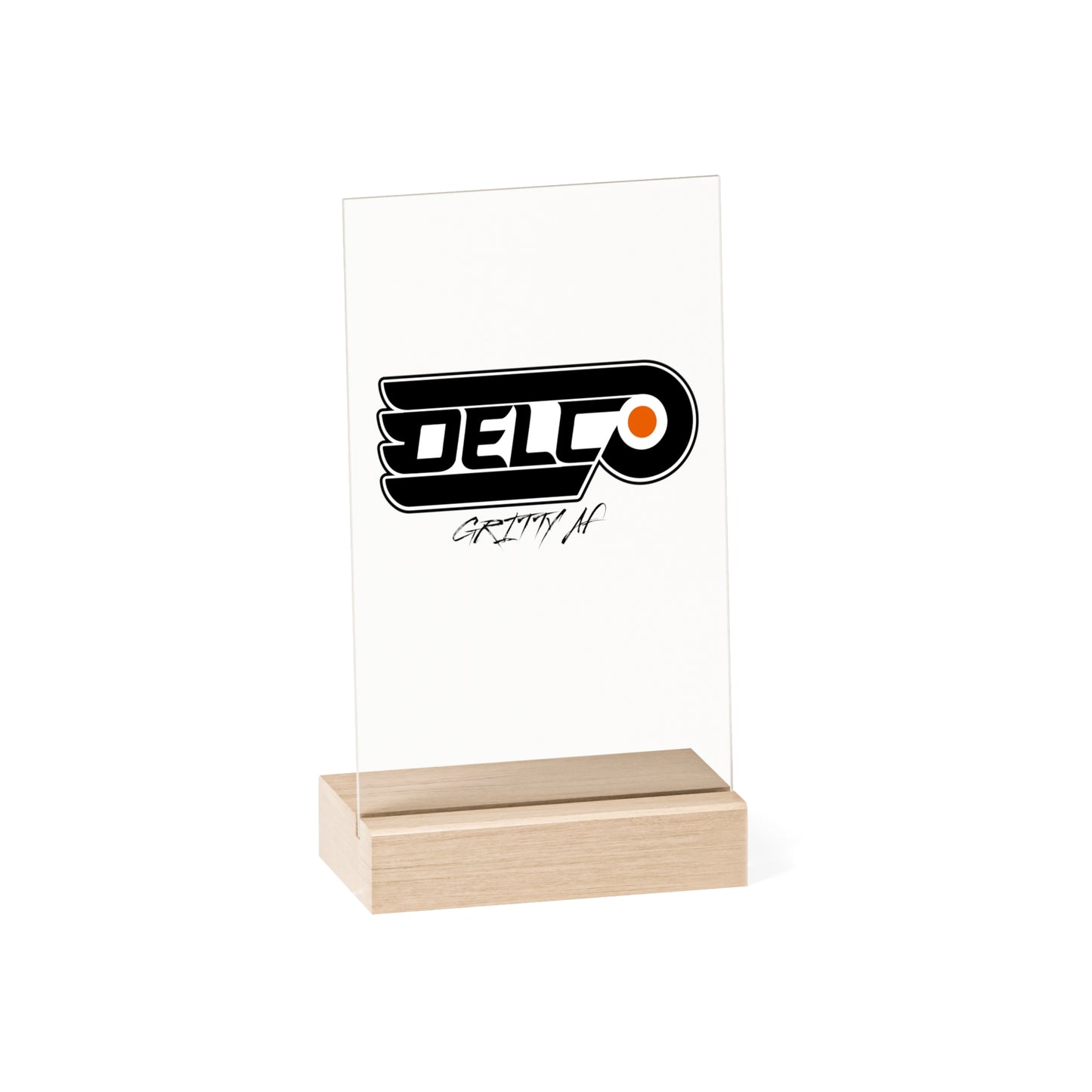 Acrylic Sign with Wooden Stand