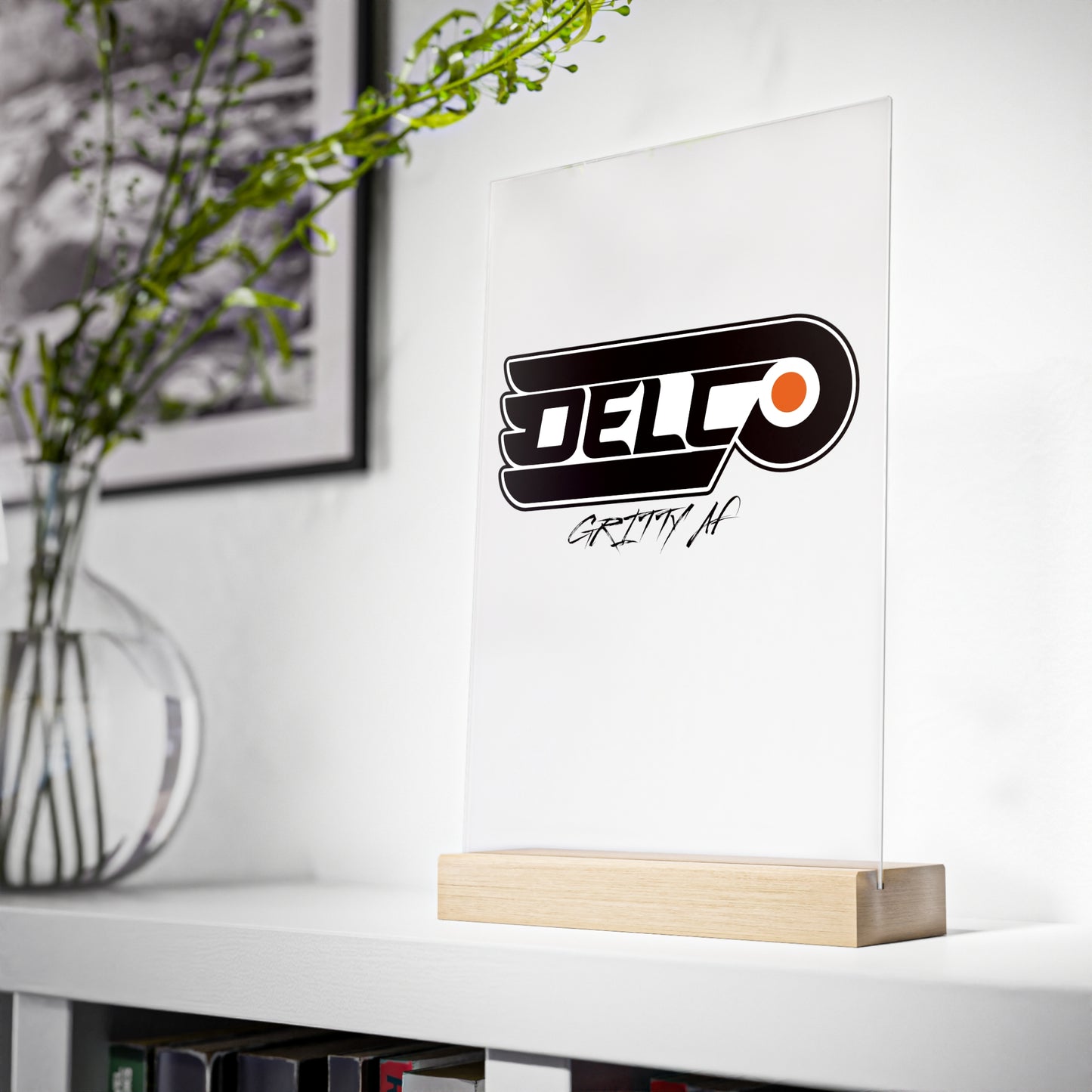 Acrylic Sign with Wooden Stand