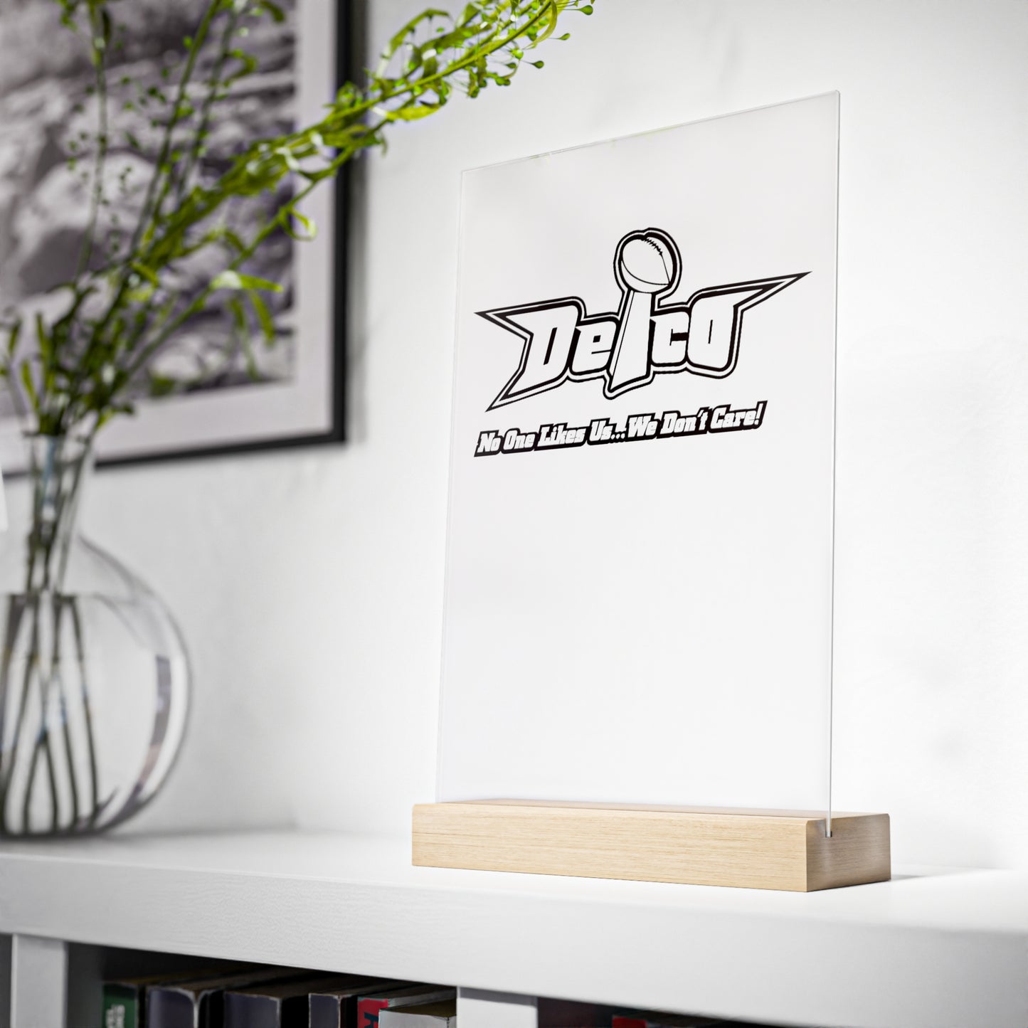 Acrylic Sign with Wooden Stand