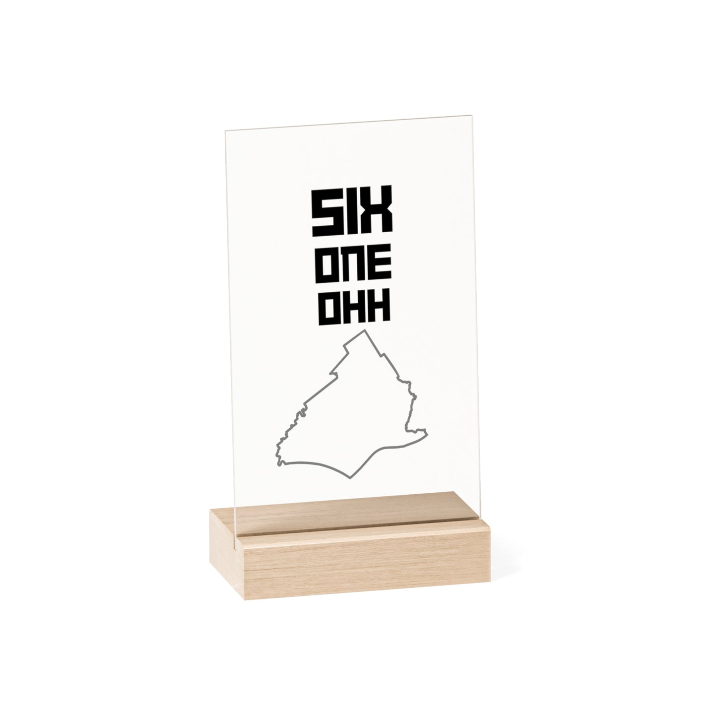 Acrylic Sign with Wooden Stand