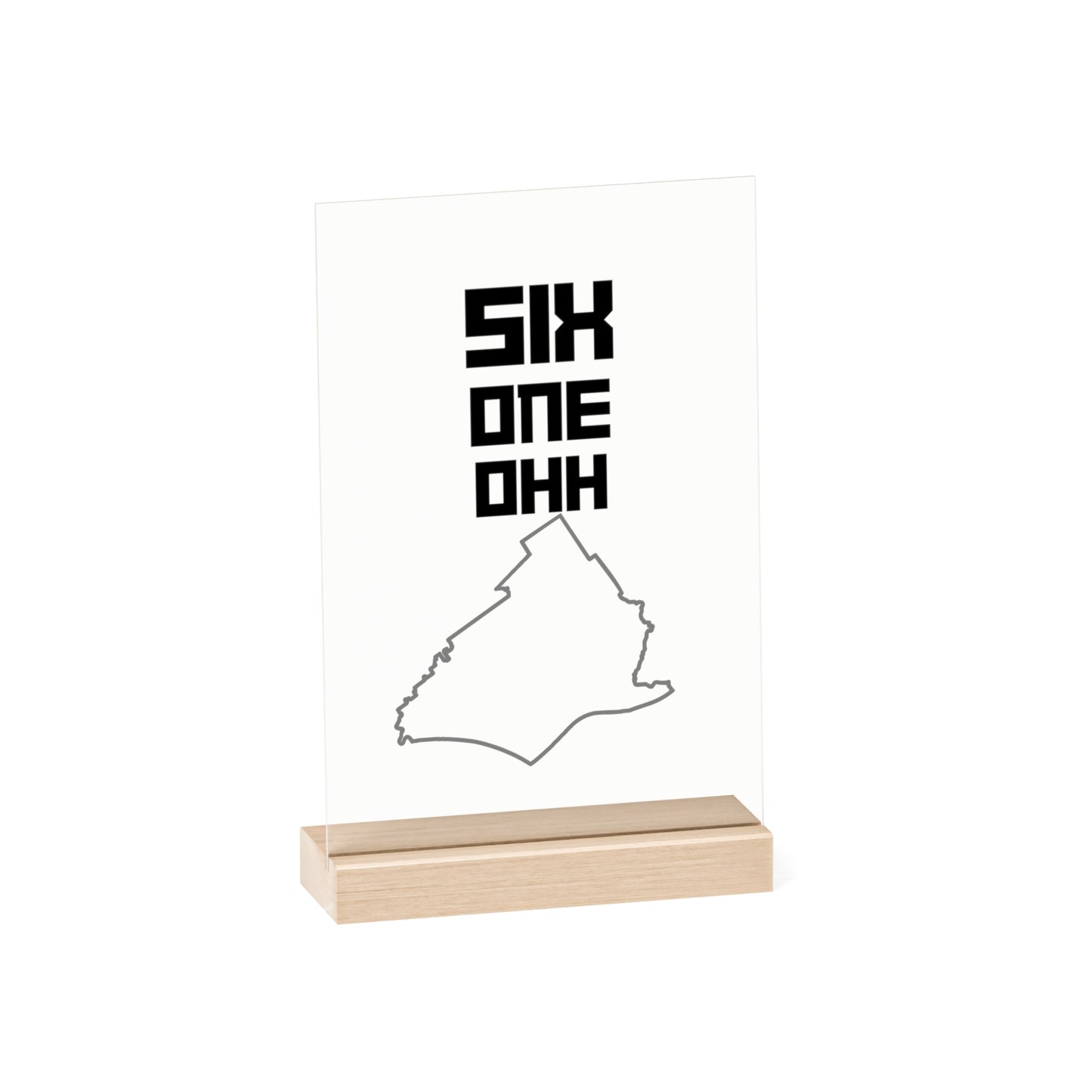 Acrylic Sign with Wooden Stand