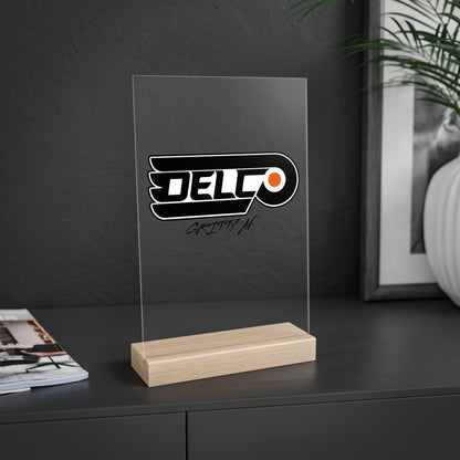 Acrylic Sign with Wooden Stand