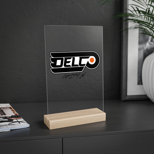 Acrylic Sign with Wooden Stand