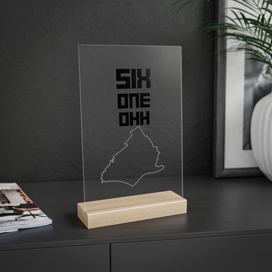 Acrylic Sign with Wooden Stand